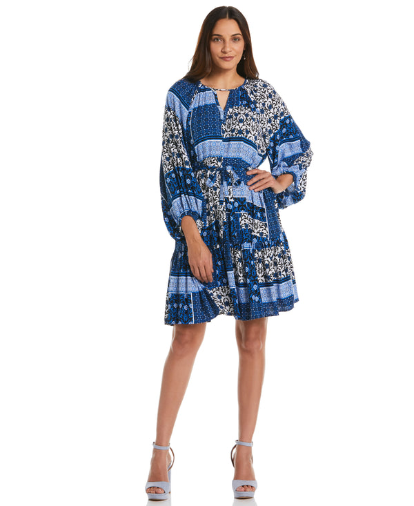 rafaella Paisley Print Flounce Dress with Self Fabric Tie