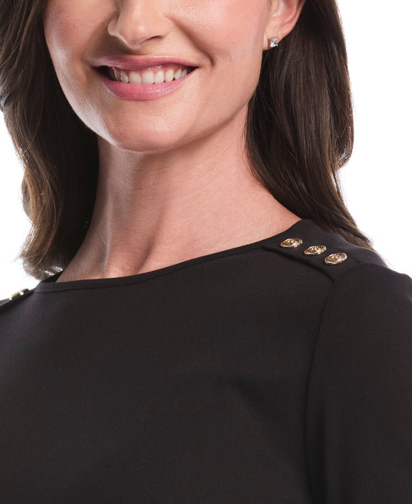 Rafaella Petite Rivet Detail Mixed Media Layered Top