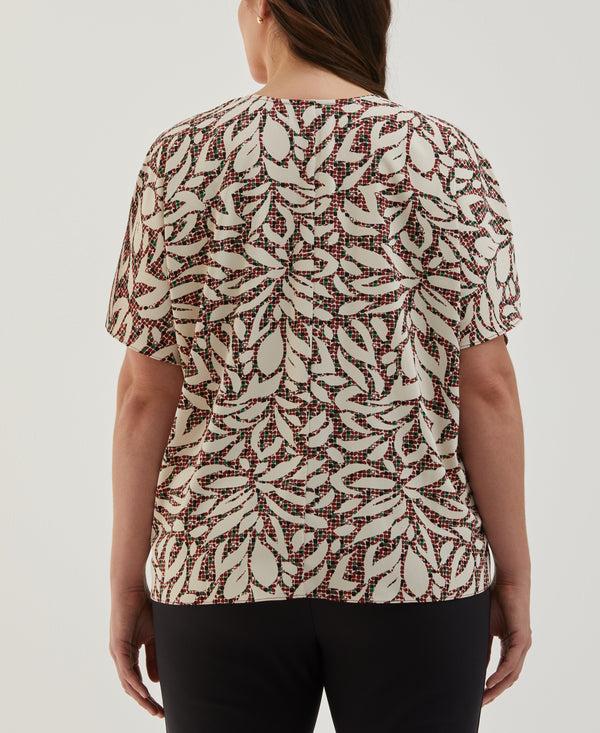 Rafaella Plus Size Beach Geo Print Layered Dolman Sleeve Blouse