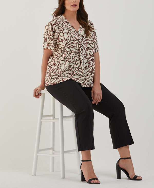 Rafaella Plus Size Beach Geo Print Layered Dolman Sleeve Blouse