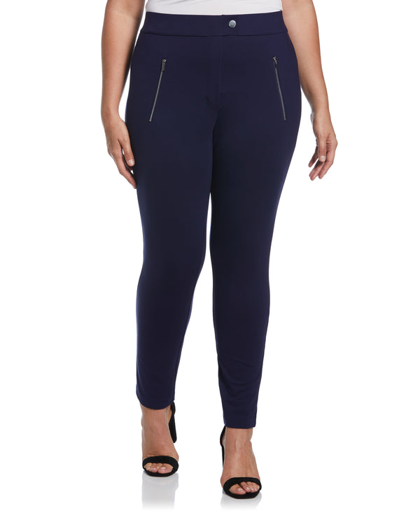 Rafaella Plus Size Classic Fit Pull-On Ankle Pant With Zipper Detail