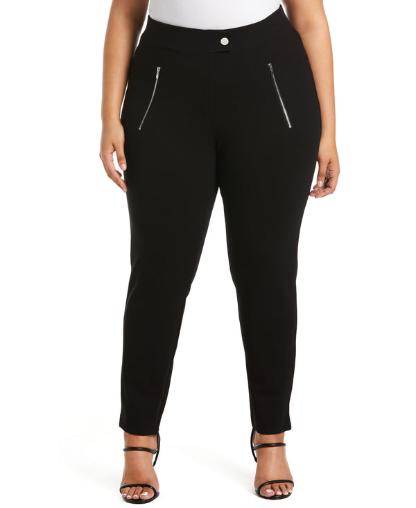 rafaella Plus Size Classic Fit Pull-On Ankle Pant with Zipper Detail