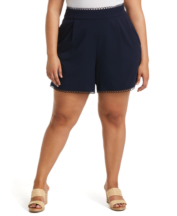 rafaella Plus Size Classic Fit Short with Loop Trim