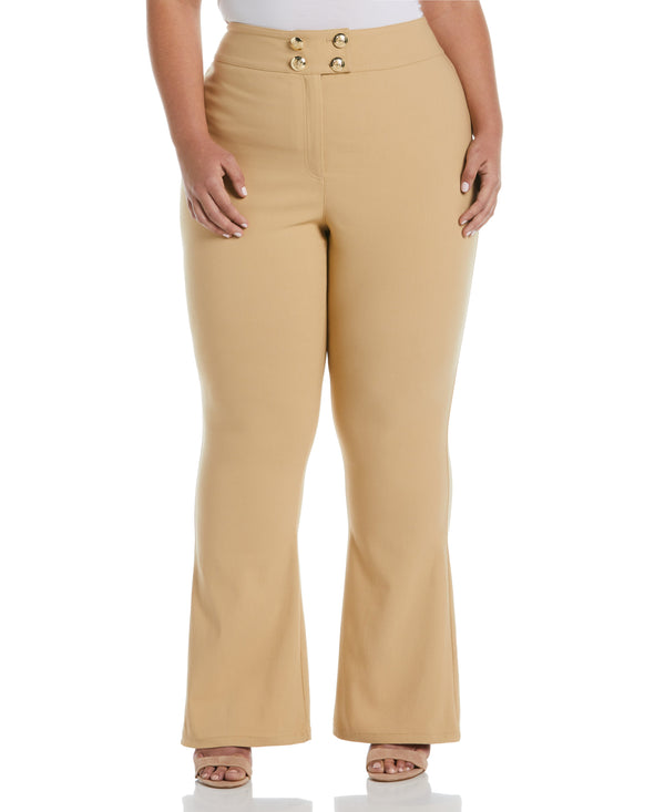 rafaella Plus Size Flare Leg Pant with Button Detail