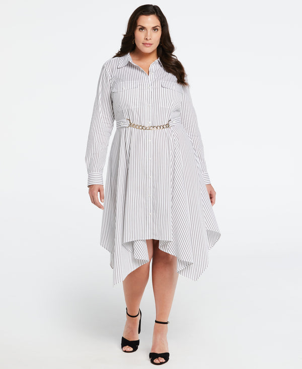 rafaella Plus Size Handkerchief Dress with Chain Belt