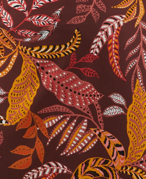 Rafaella Plus Size Leaf Print Shine Midi Bias Skirt