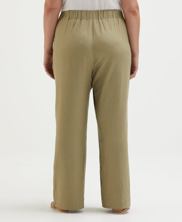 Rafaella Plus Size Linen Blend Pleated Wide Leg Pant