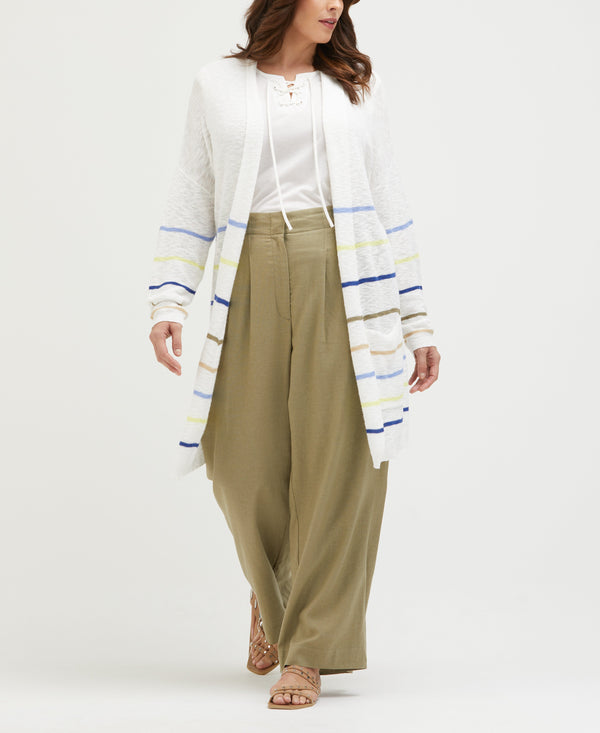 Rafaella Plus Size Linen Blend Pleated Wide Leg Pant