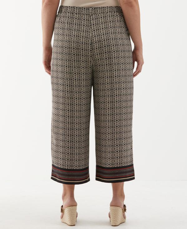 Rafaella Plus Size Medallion Print Wide Leg Crop Pant