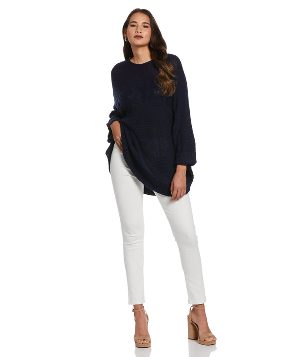 Rafaella Plus Size Oversized Poncho Cable Knit Sweater