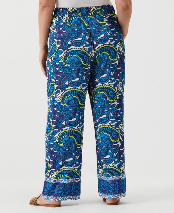 Rafaella Plus Size Paisley Print High Rise Wide Leg Pant