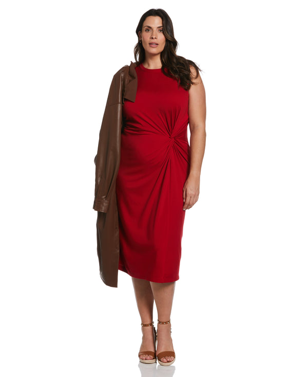 Rafaella Plus Size Ponte Knit Twist Front Midi Dress