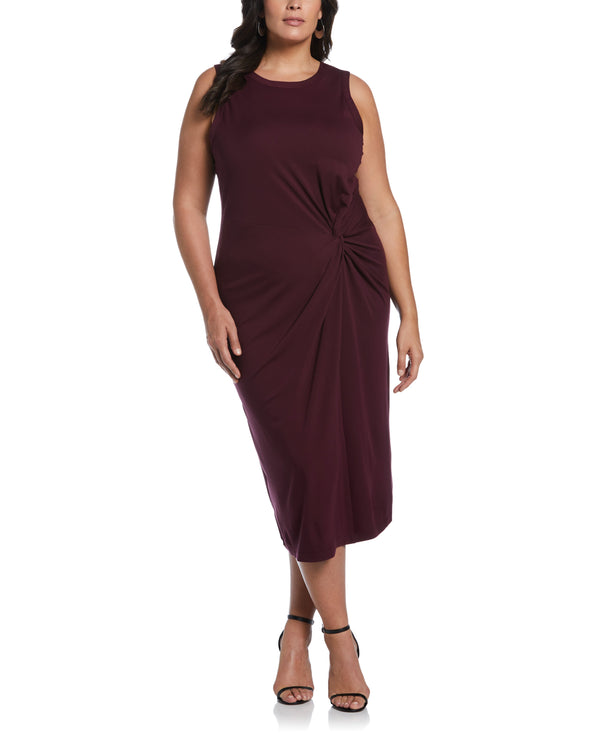 Rafaella Plus Size Ponte Knit Twist Front Midi Dress
