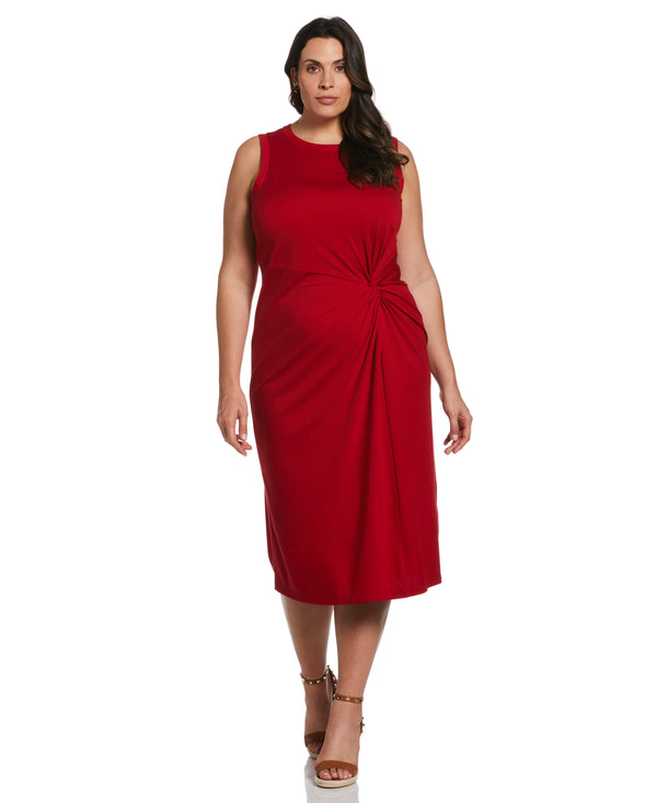 rafaella Plus Size Ponte Knit Twist Front Midi Dress