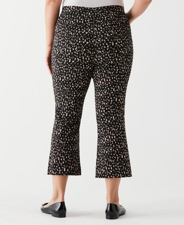 Rafaella Plus Size Printed Crop Boot Cut Pant With Belt