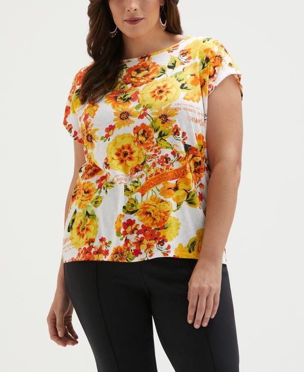 rafaella Plus Size Seed Packet Print Rivet Detail Tank Top