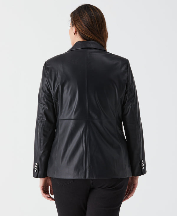 Rafaella Plus Size Vegan Leather Double Breasted Blazer
