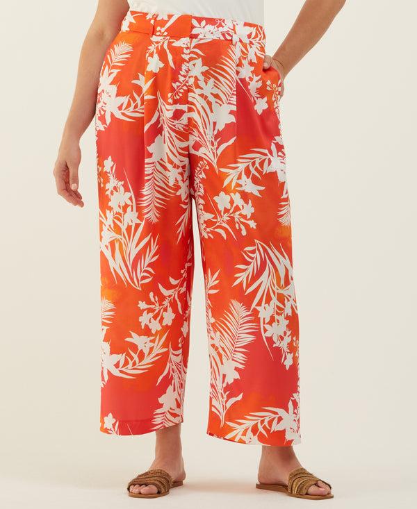 Rafaella Plus Size Wildflower Print Wide Leg Ankle Pant