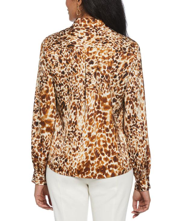 Rafaella Animal Print Shine Puff Sleeve Blouse