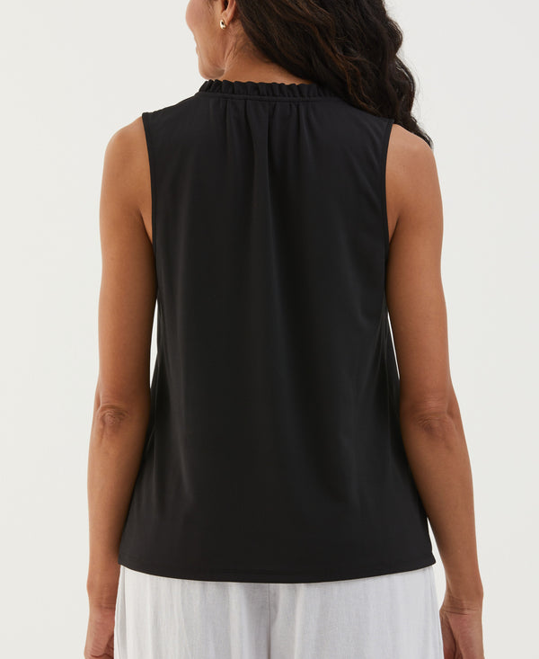 Rafaella Button Front Ruffle Tank Top