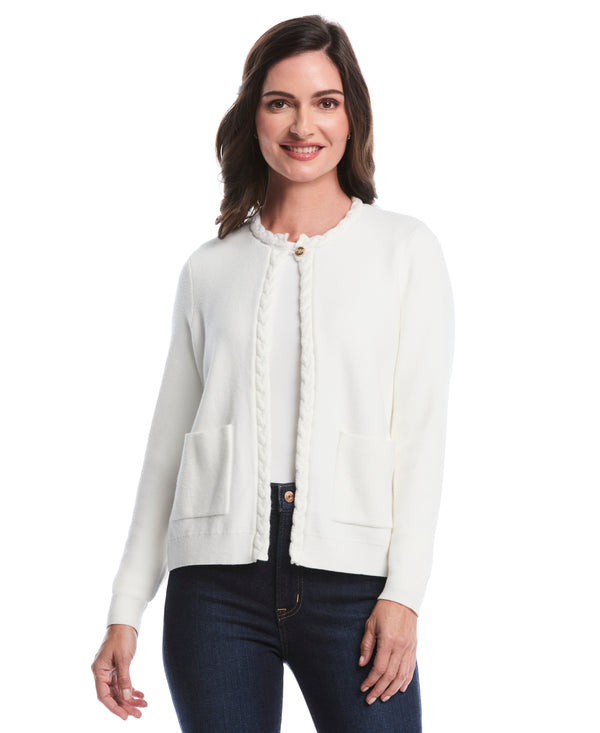 rafaella Cable Knit Trim Cardigan