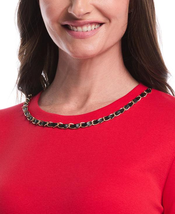 Rafaella Chain Neck Detail Top