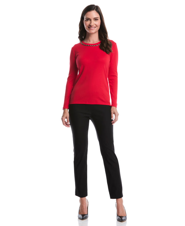 Rafaella Chain Neck Detail Top