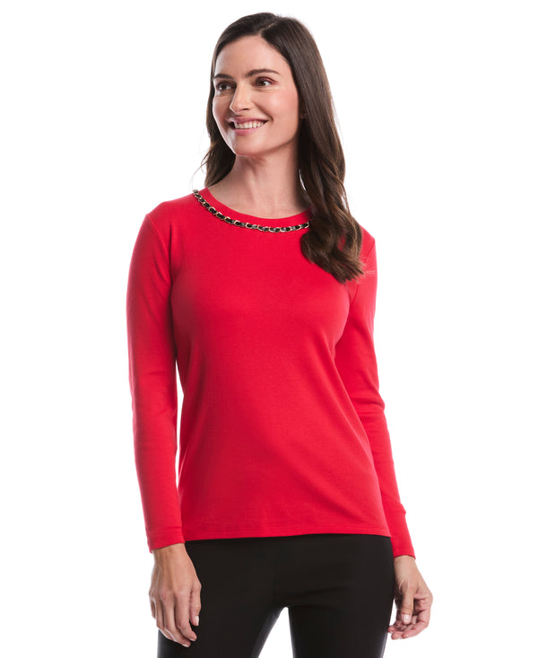 rafaella Chain Neck Detail Top