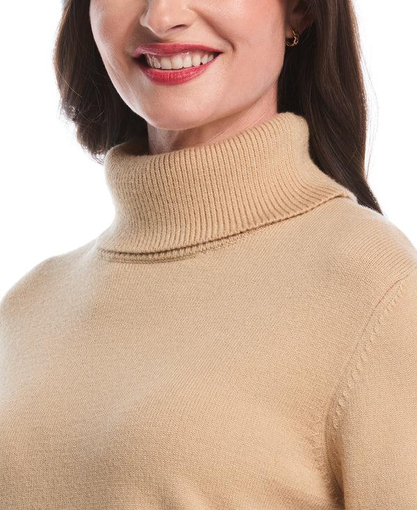 Rafaella Color Block Trim Turtleneck Sweater