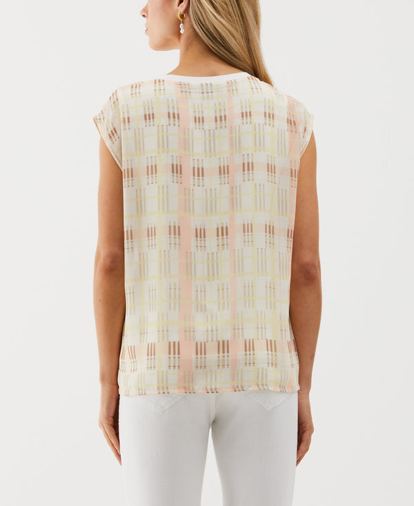 Rafaella Crosshatch Print Top
