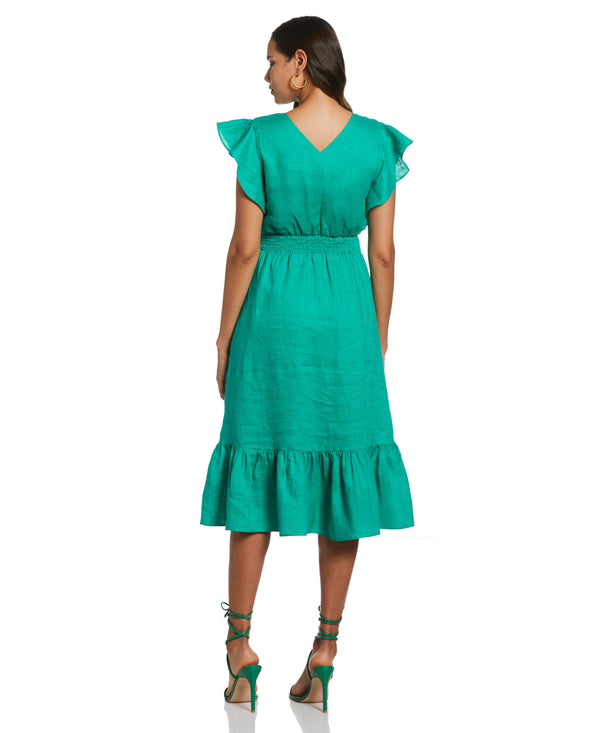 Rafaella Double V Neck Ruffle Dress