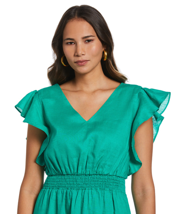 Rafaella Double V Neck Ruffle Dress