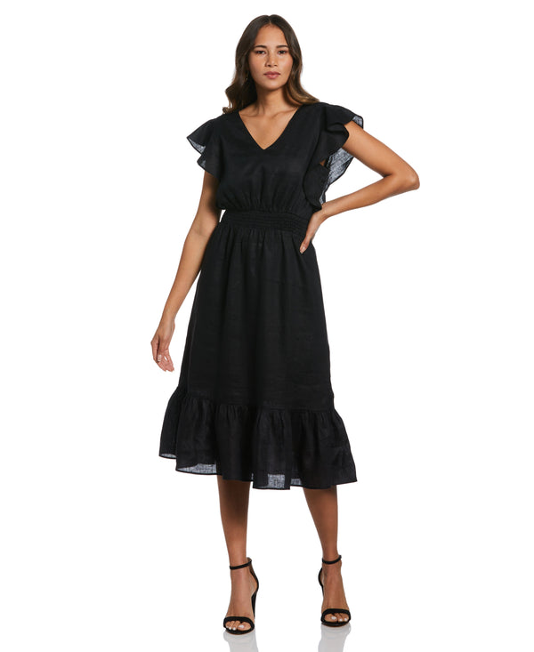 Rafaella Double V Neck Ruffle Dress