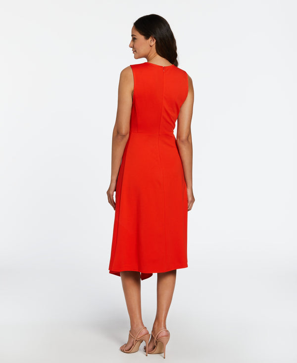 Rafaella Draped Skirt Sleeveless Ponte Dress