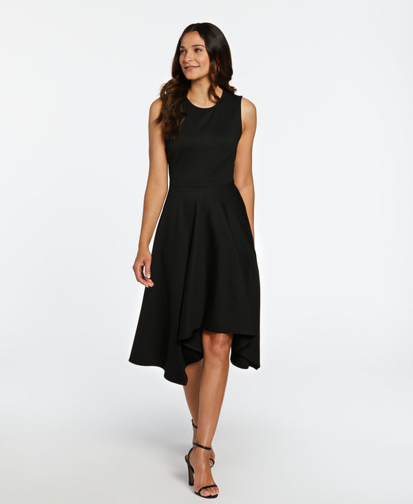 Rafaella Draped Skirt Sleeveless Ponte Dress