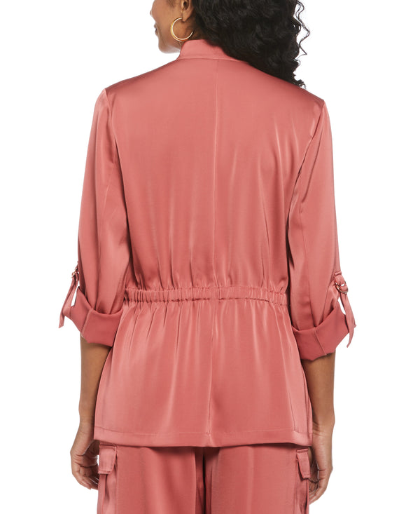 Rafaella Drawcord Waist Shine Roll Sleeve Jacket