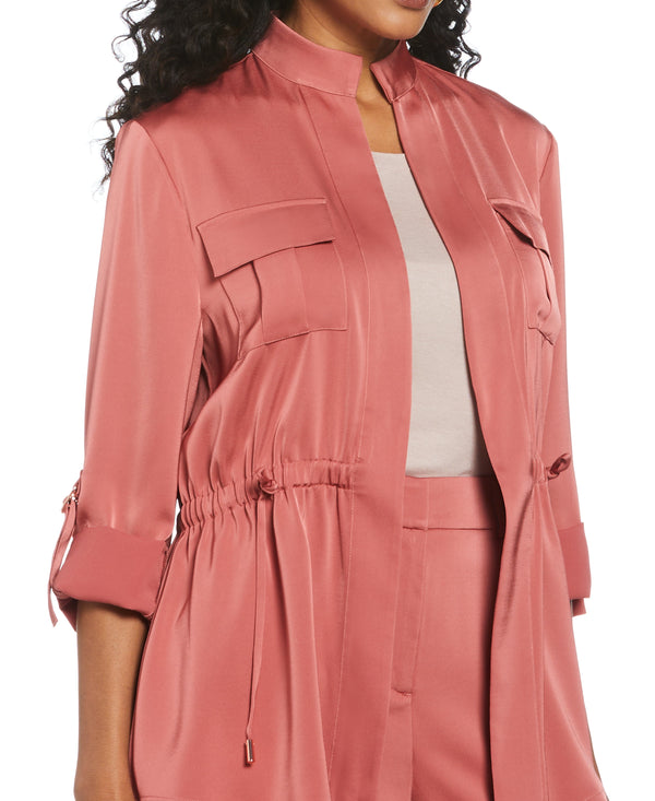 Rafaella Drawcord Waist Shine Roll Sleeve Jacket