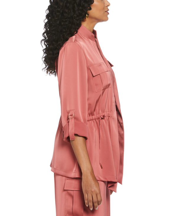 Rafaella Drawcord Waist Shine Roll Sleeve Jacket