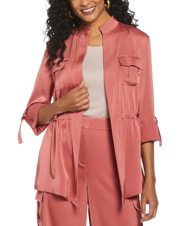 rafaella Drawcord Waist Shine Roll Sleeve Jacket