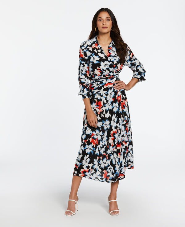 Rafaella Eco Fabric Gathered Popover Midi Dress