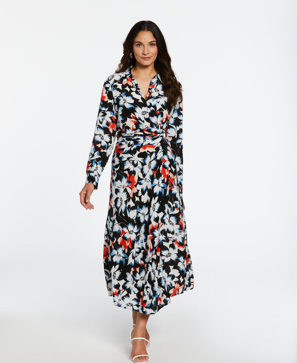 rafaella Eco Fabric Gathered Popover Midi Dress