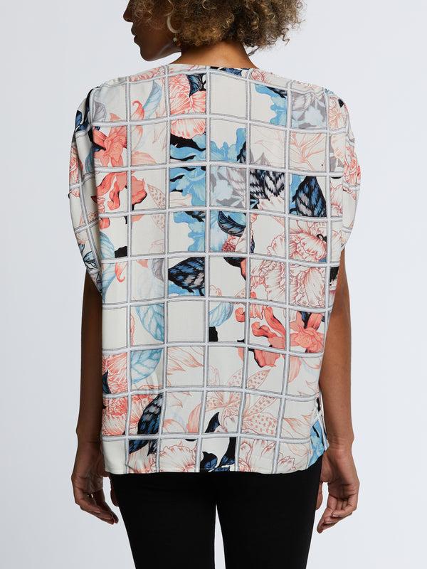 Rafaella Eco Fabric Ruched Tie Sleeve V-Neck Top