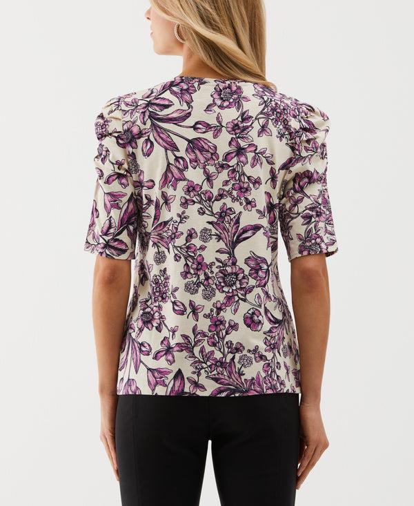 Rafaella Floral Print Puff Elbow Sleeve Top