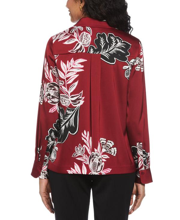 Rafaella Floral Print Shine Satin Blouse