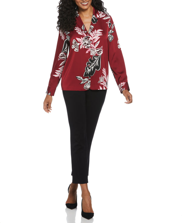 rafaella Floral Print Shine Satin Blouse