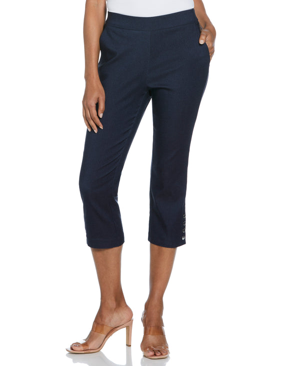 rafaella Indigo Rinse Rivet Detail Pull-On Capris