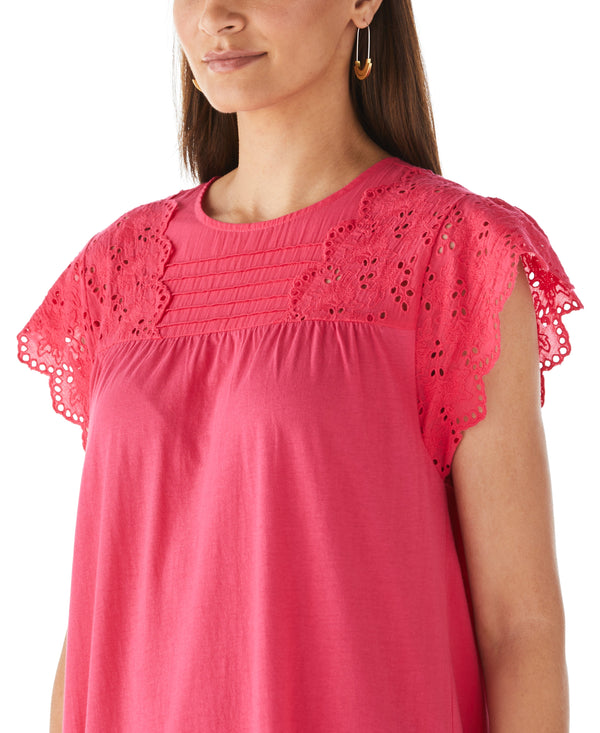 Rafaella Knit Eyelet Short Sleeve Dress