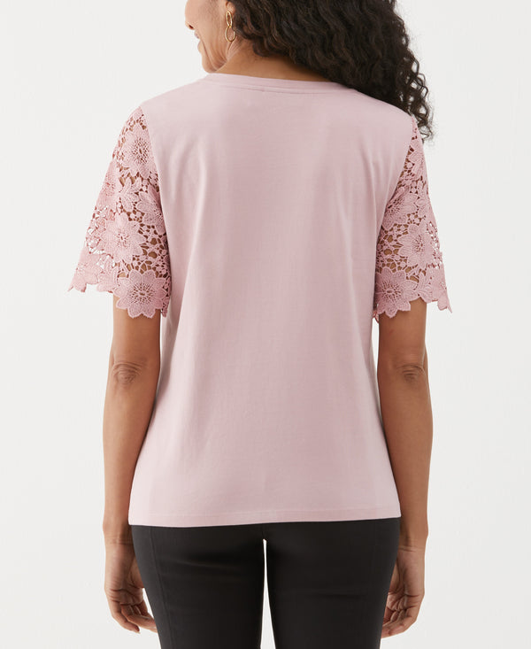 Rafaella Lace Yoke Knit Top