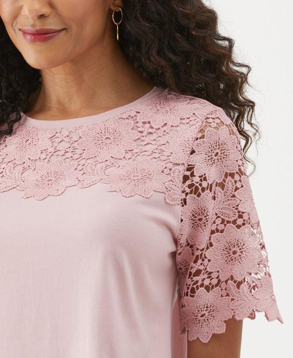 Rafaella Lace Yoke Knit Top