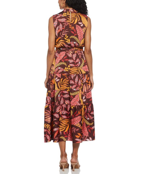 Rafaella Leaf Print Belted Dress
